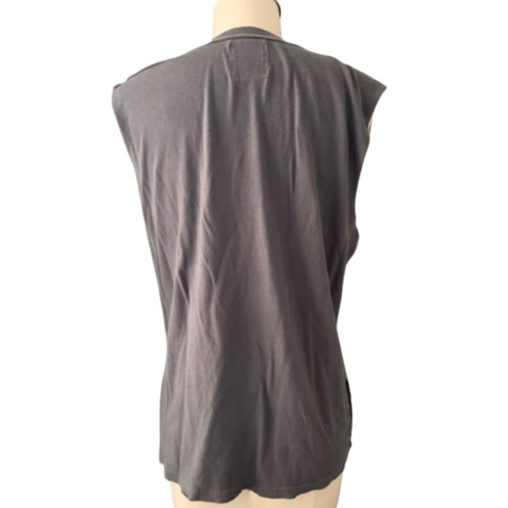 UNIF Whimsical Black & Green Weed Peace Sign Relaxed Distressed Sleeveless Shirt - Picture 3 of 6